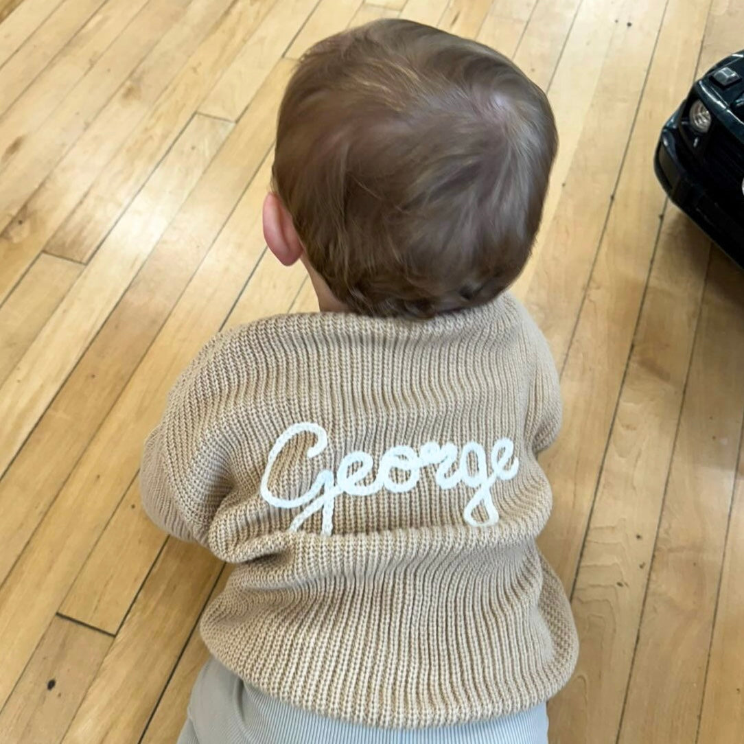 cream 3-6 month hand knit cardigan
