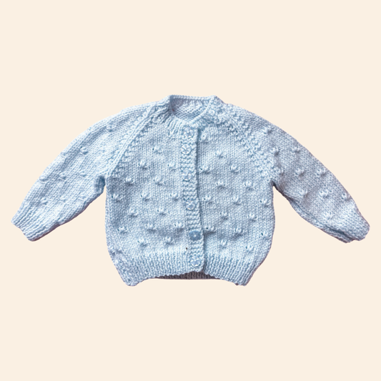 baby blue 3-6 month hand knit cardigan