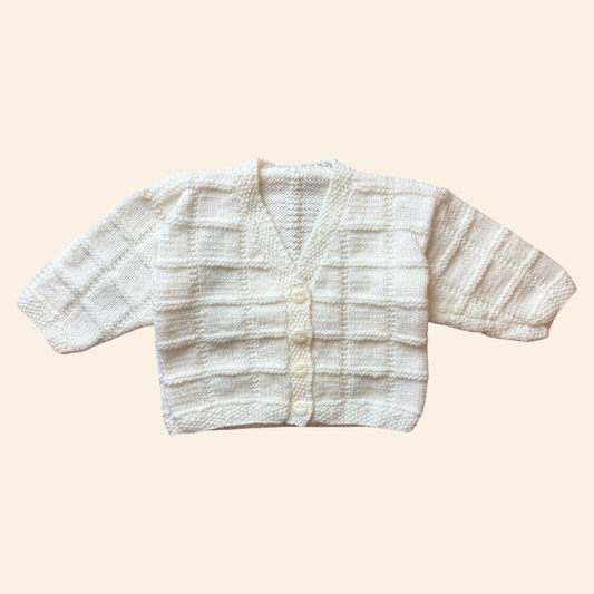 cream 3-6 month hand knit cardigan