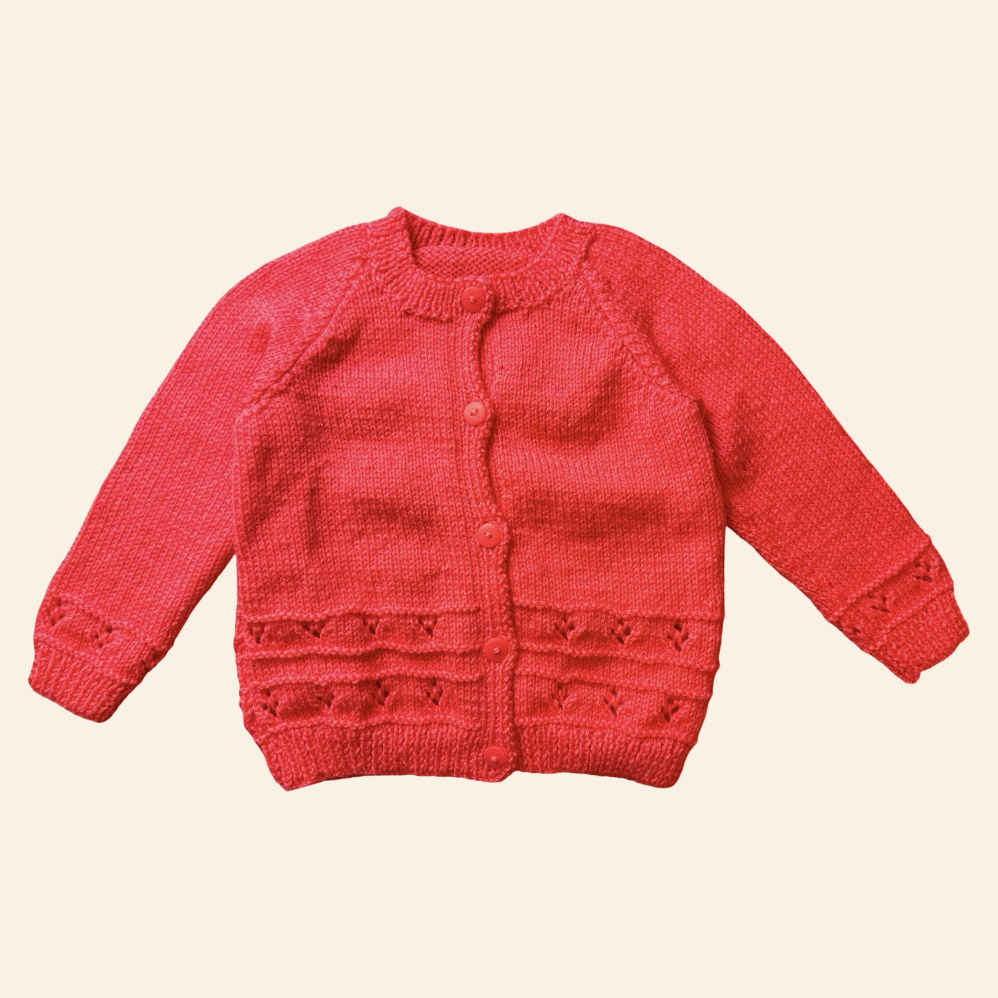 coral pink 1-2 years hand knit cardigan