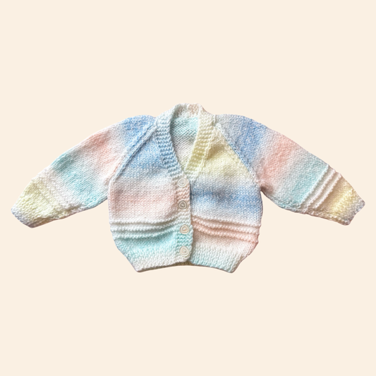 rainbow 0-3 month hand knit cardigan