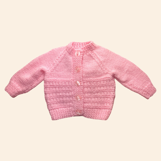 pink 0-3 month hand-knit cardigan