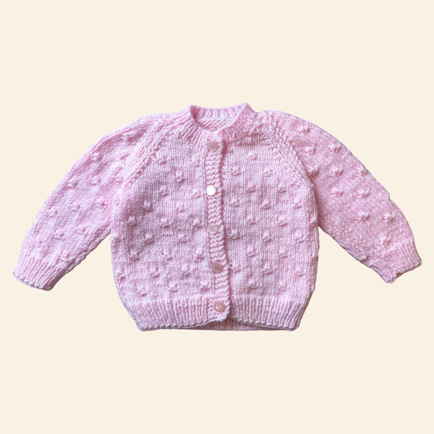 pink 0-3 month hand-knit cardigan