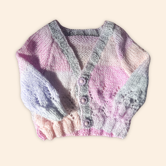 rainbow 6-12 months hand knit cardigan