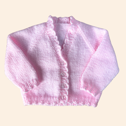 Soft pink 3-6 month hand knit cardigan
