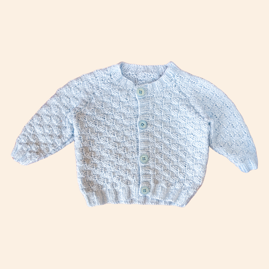 Baby blue 3-6 month hand knit cardigan