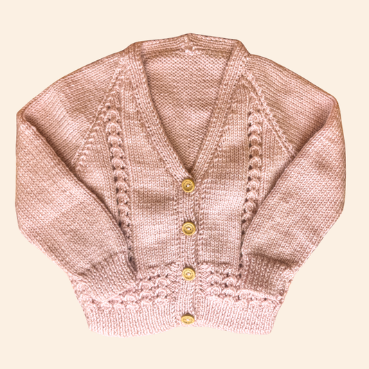 blush pink 1-2 years hand knit cardigan