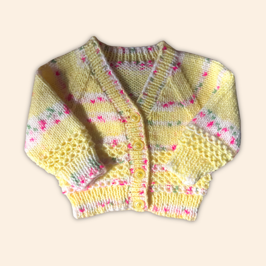 yellow 3-6 months hand knit cardigan