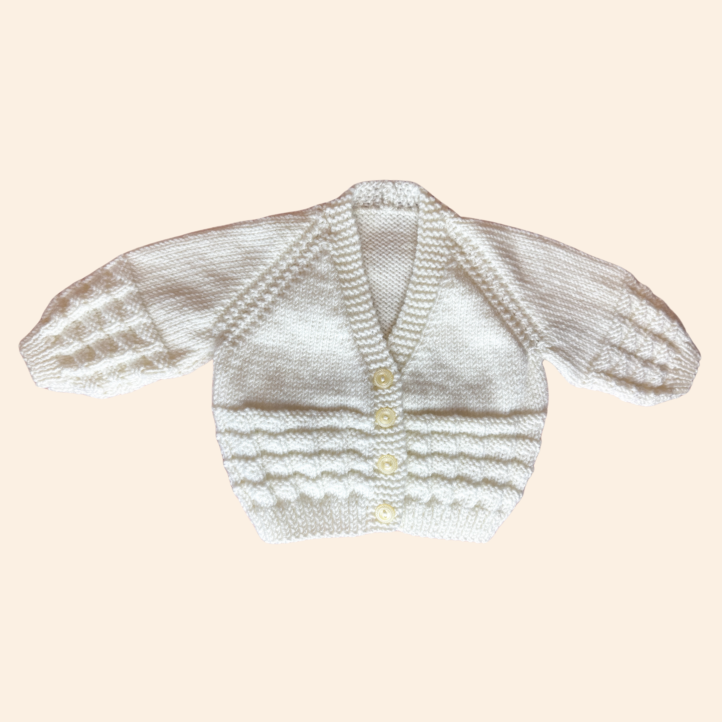 ivory 3-6 month hand knit cardigan