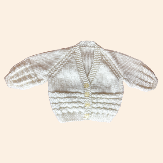 ivory 3-6 month hand knit cardigan
