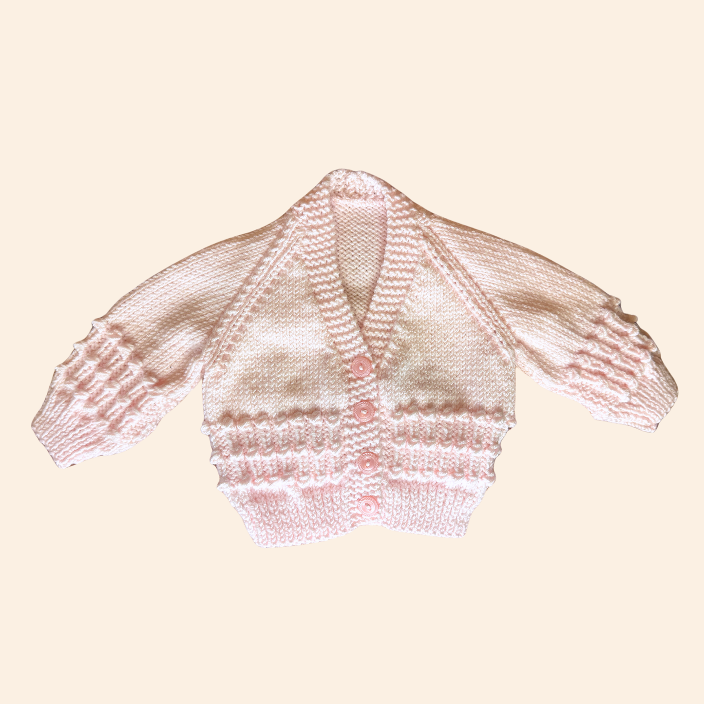 pale pink 0-3 month hand knit cardigan