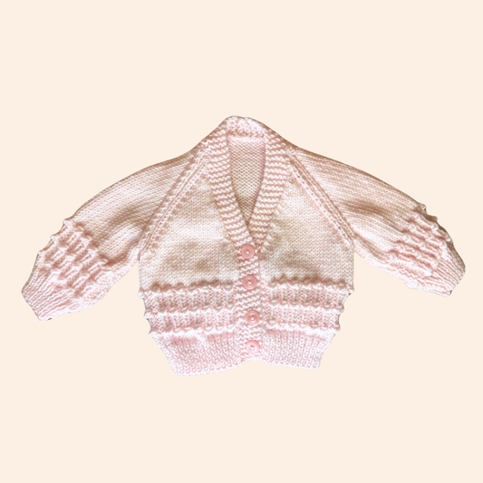 pale pink 0-3 month hand knit cardigan