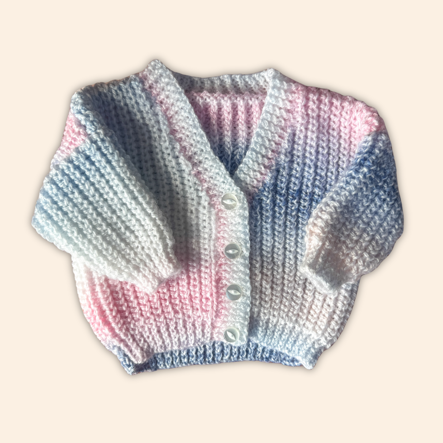 rainbow 3-6 months hand knit cardigan
