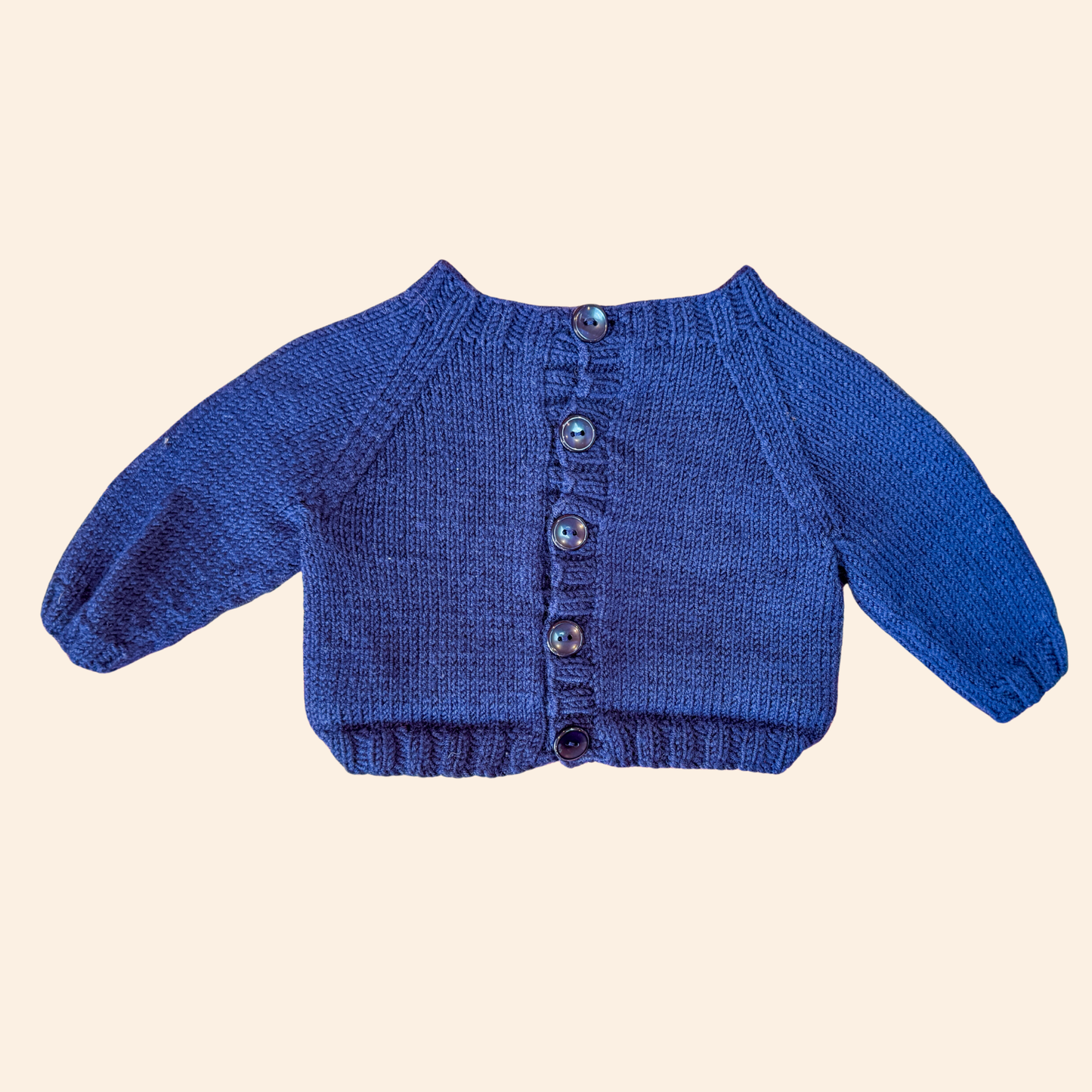 blue 0-3 month hand knit cardigan