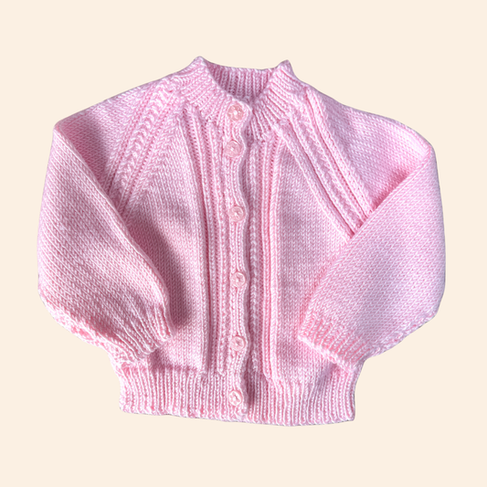 Soft pink 3-6 month hand knit cardigan