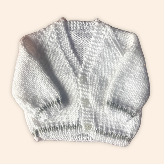 white 0-3 months hand knit cardigan