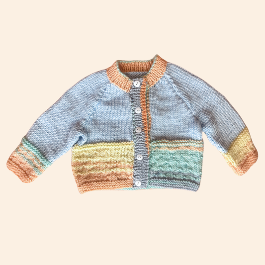 pastels 0-3 month hand knit cardigan