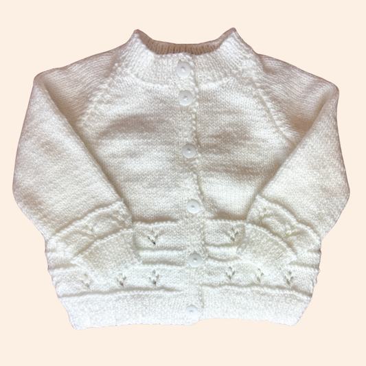 white 1-2 years hand knit cardigan
