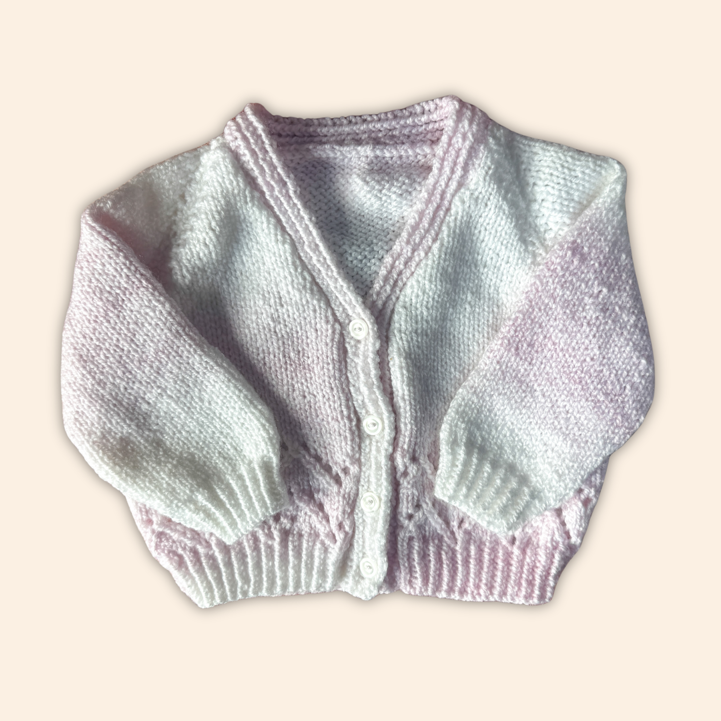 pink mix 6-12 months hand knit cardigan