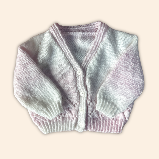 pink mix 6-12 months hand knit cardigan