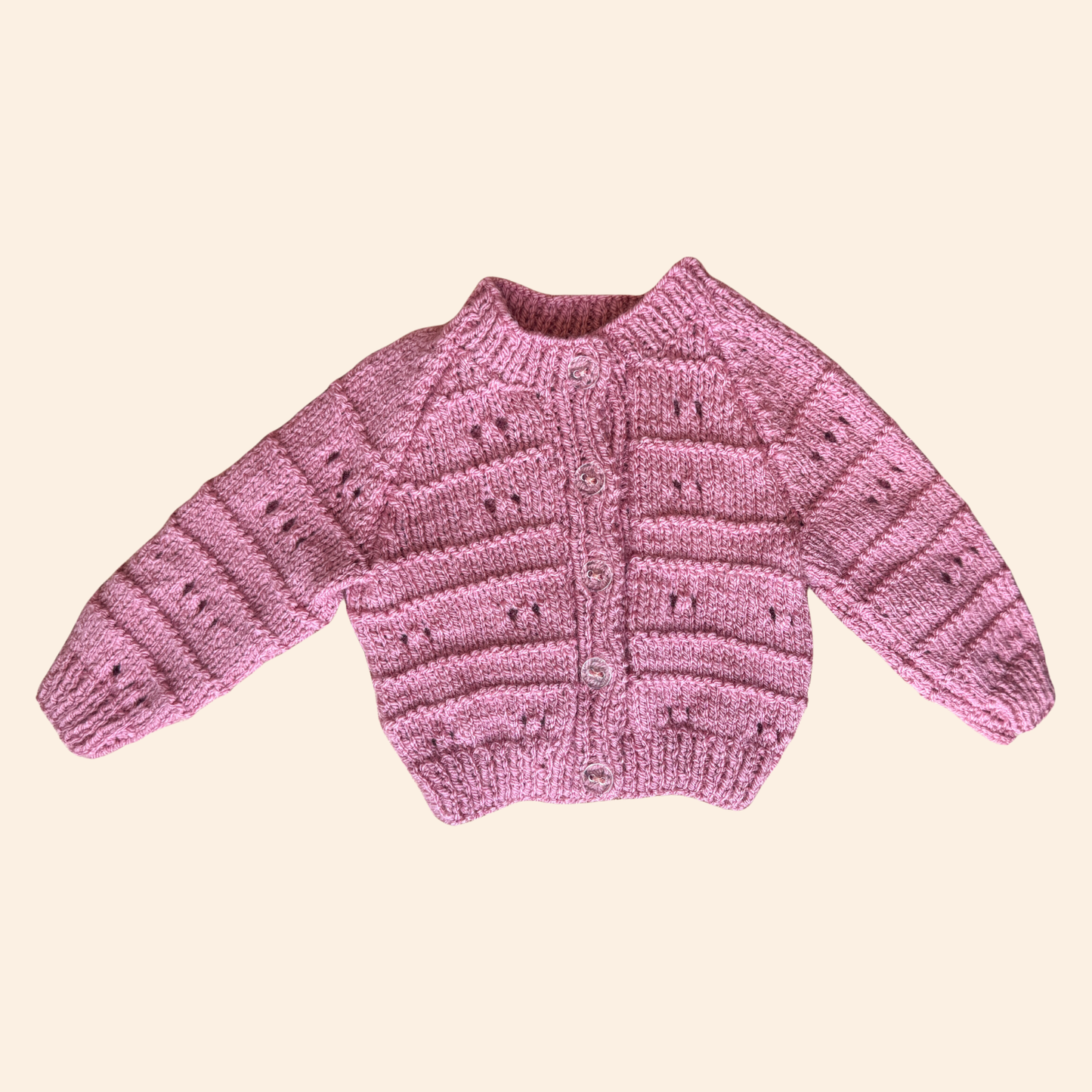 rose pink 0-3 month hand knit cardigan