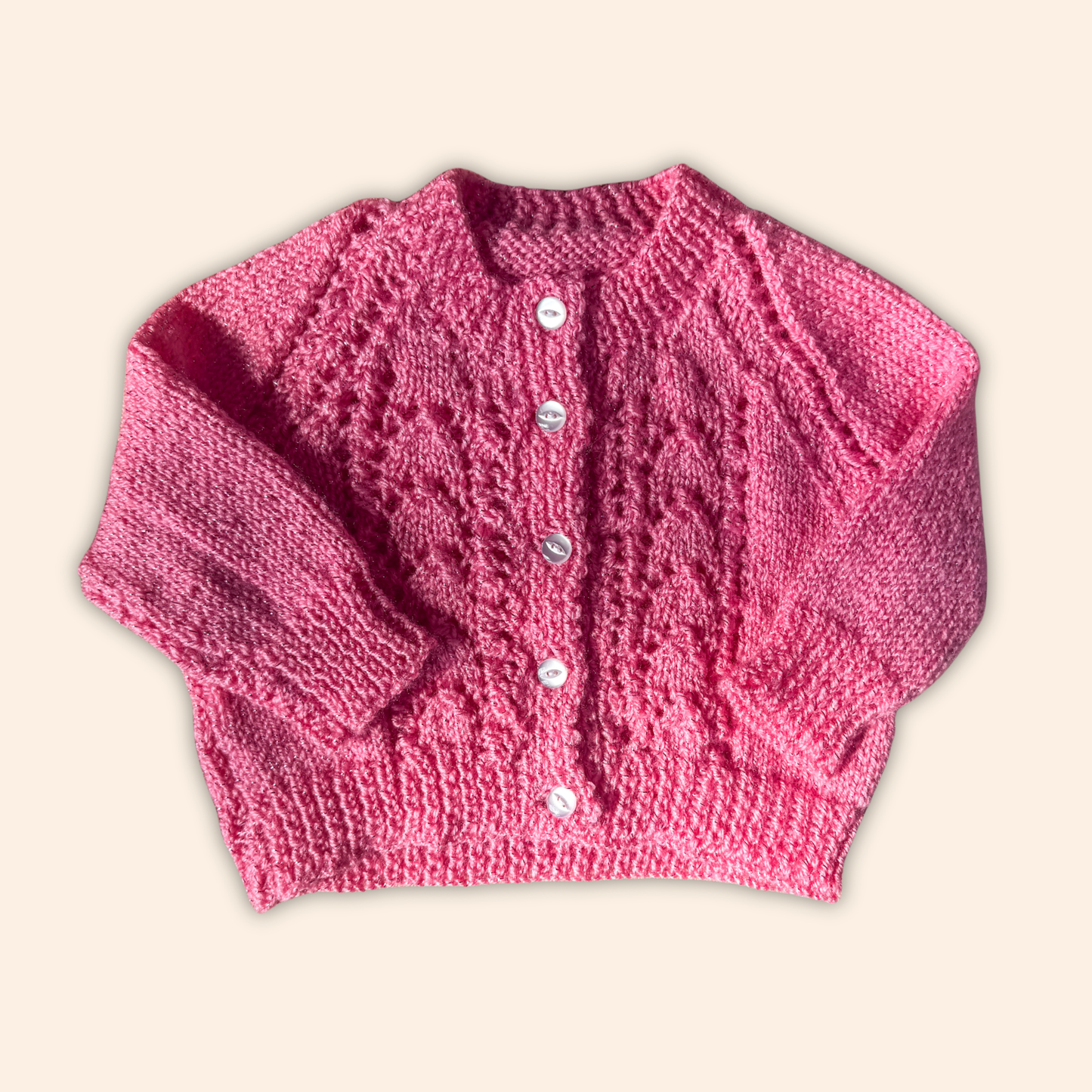 pink 6-12 months hand knit cardigan