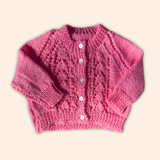 pink 6-12 months hand knit cardigan