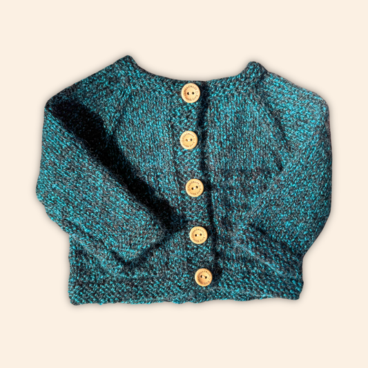 green 0-3 months hand knit cardigan