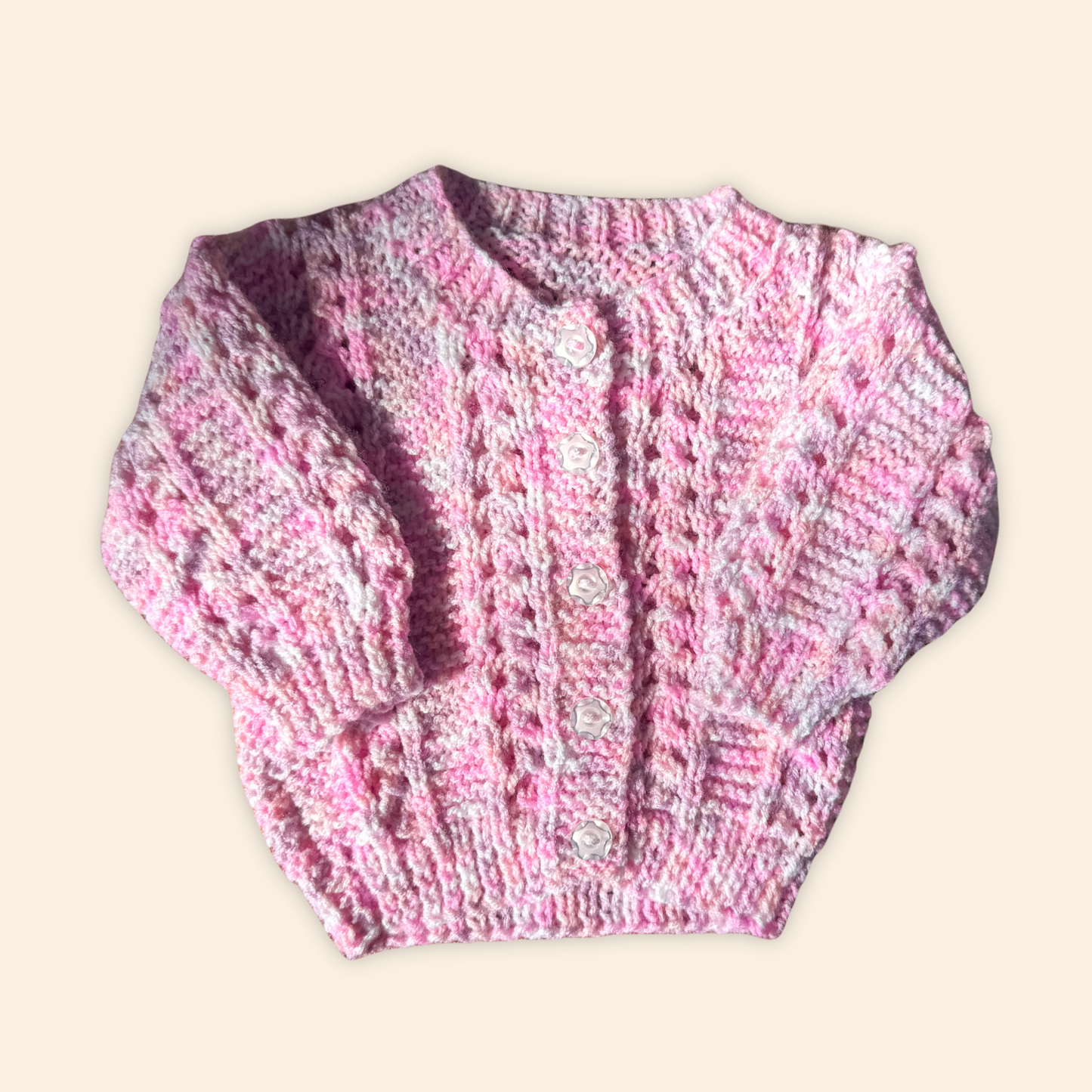pink 3-6 months hand knit cardigan