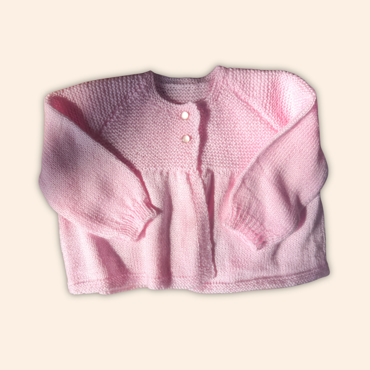 soft pink 6-12 months hand knit cardigan