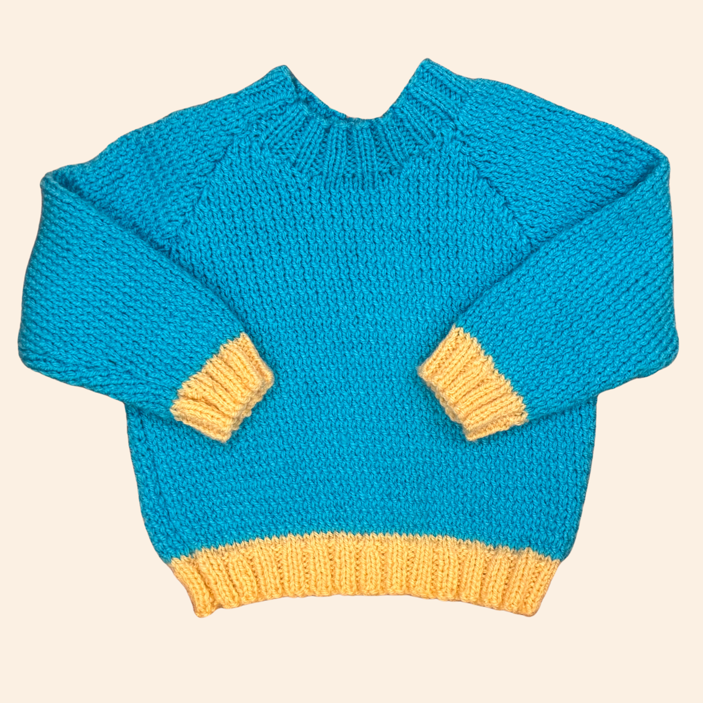 blue apricot 3-6 month hand knit jumper