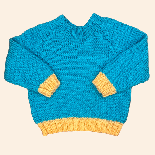 blue apricot 3-6 month hand knit jumper