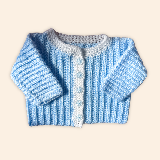blue 3-6 months hand knit cardigan