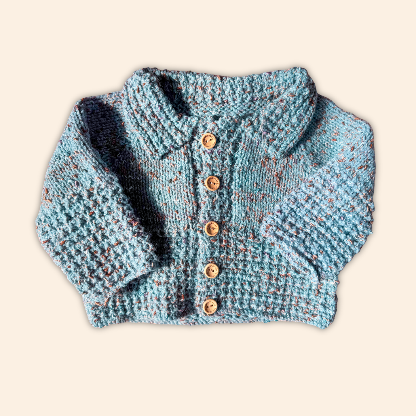 green 6-12 months hand knit cardigan