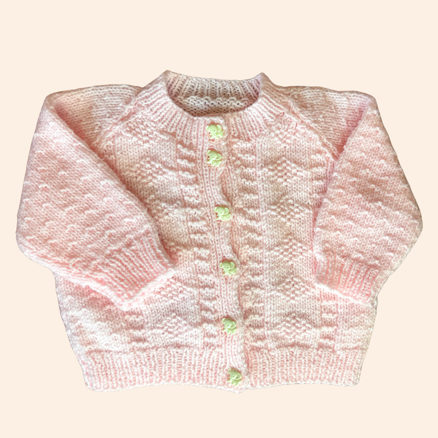 soft pink 1-2 years hand knit cardigan