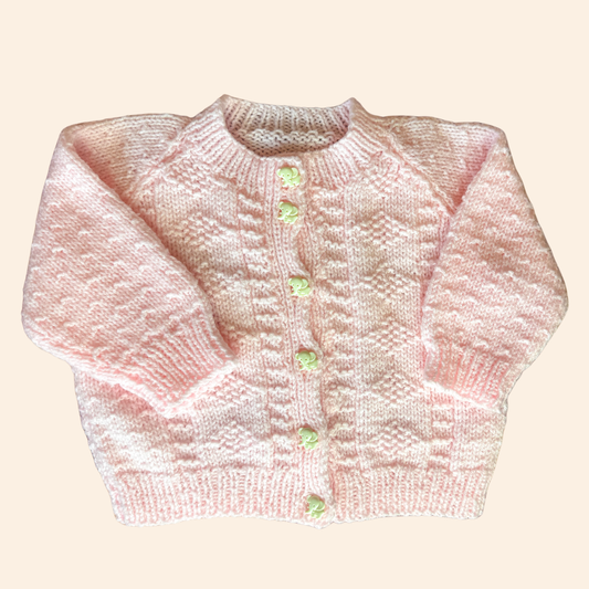 soft pink 1-2 years hand knit cardigan