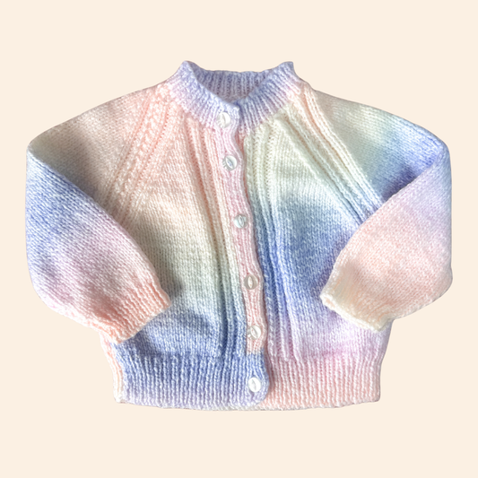 Rainbow 3-6 month hand knit cardigan