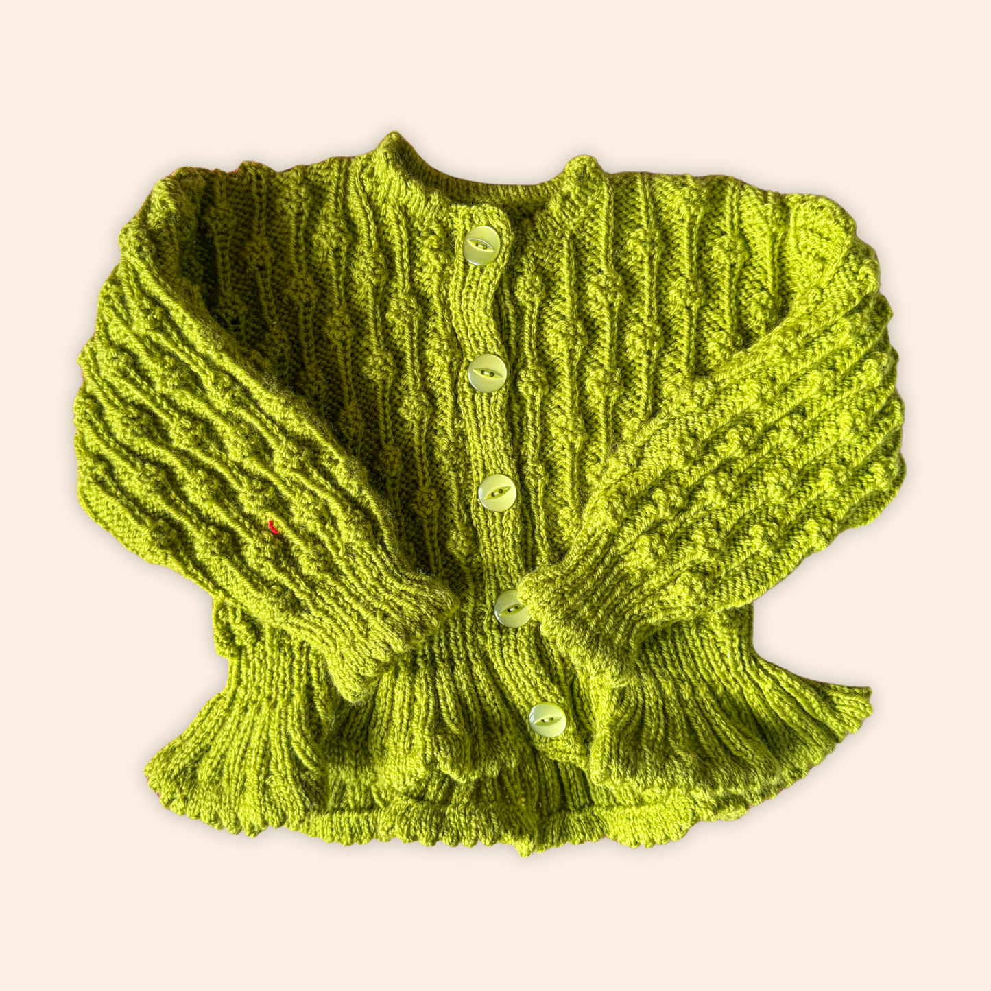 green 1-2 years hand knit cardigan