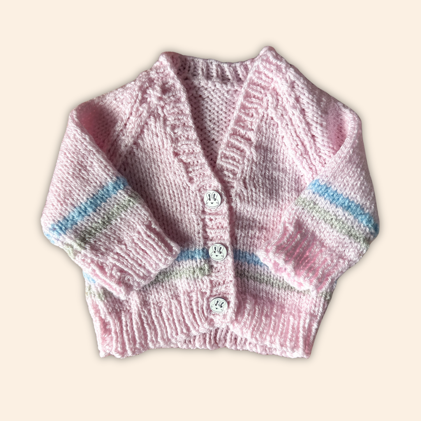 soft pink 0-3 months hand knit cardigan