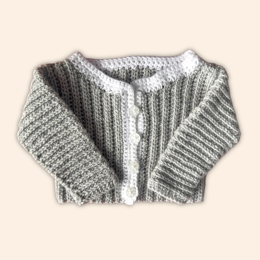 grey 3-6 months hand knit cardigan