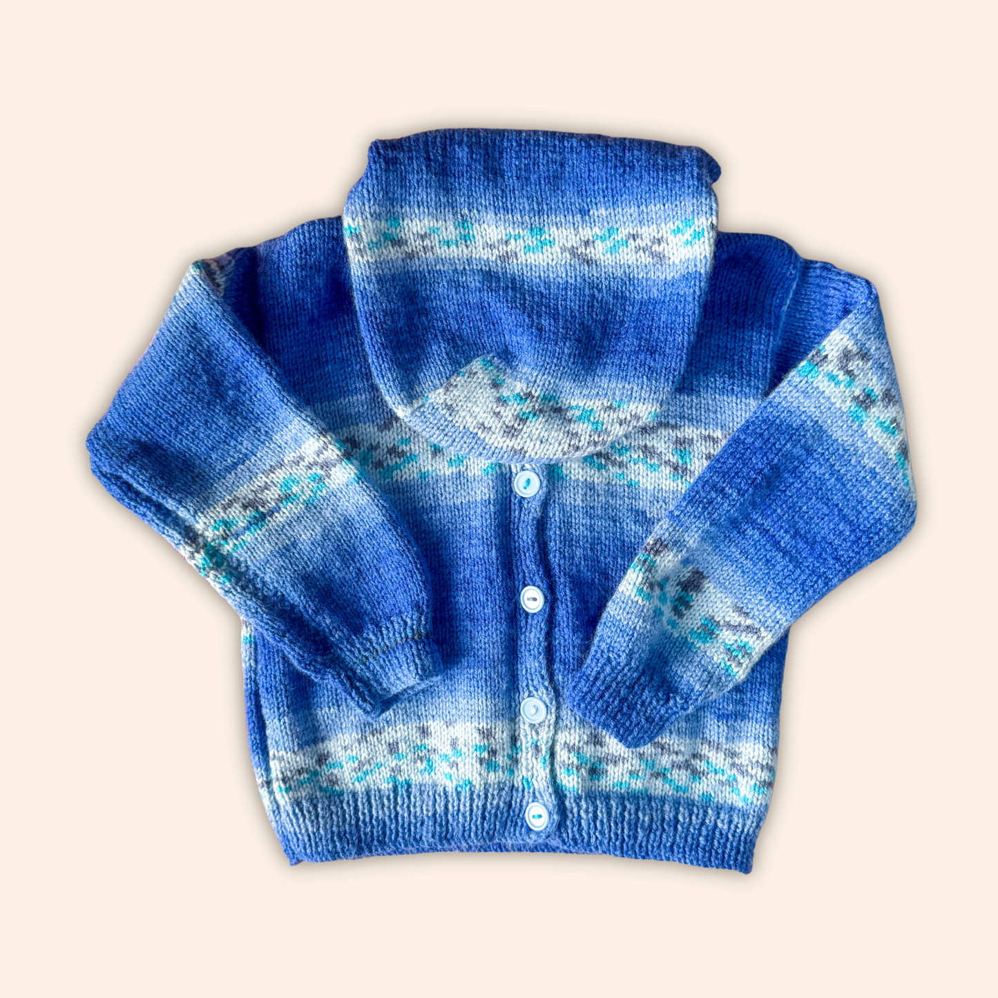 blue mix 2-3 years hand knit cardigan