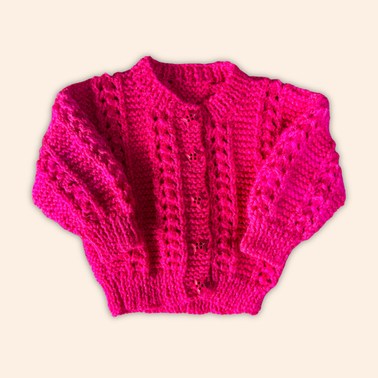 pink 3-6 months hand knit cardigan