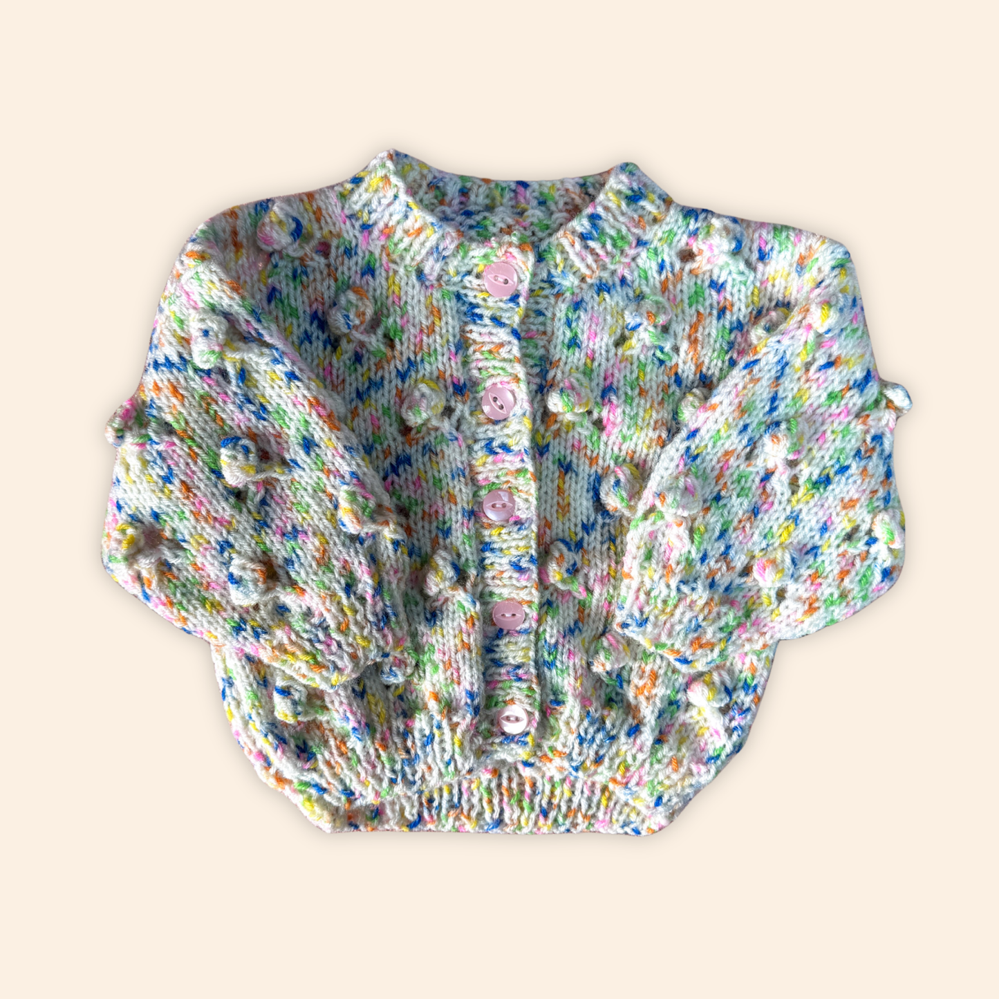 multicolour 0-3 months hand knit cardigan