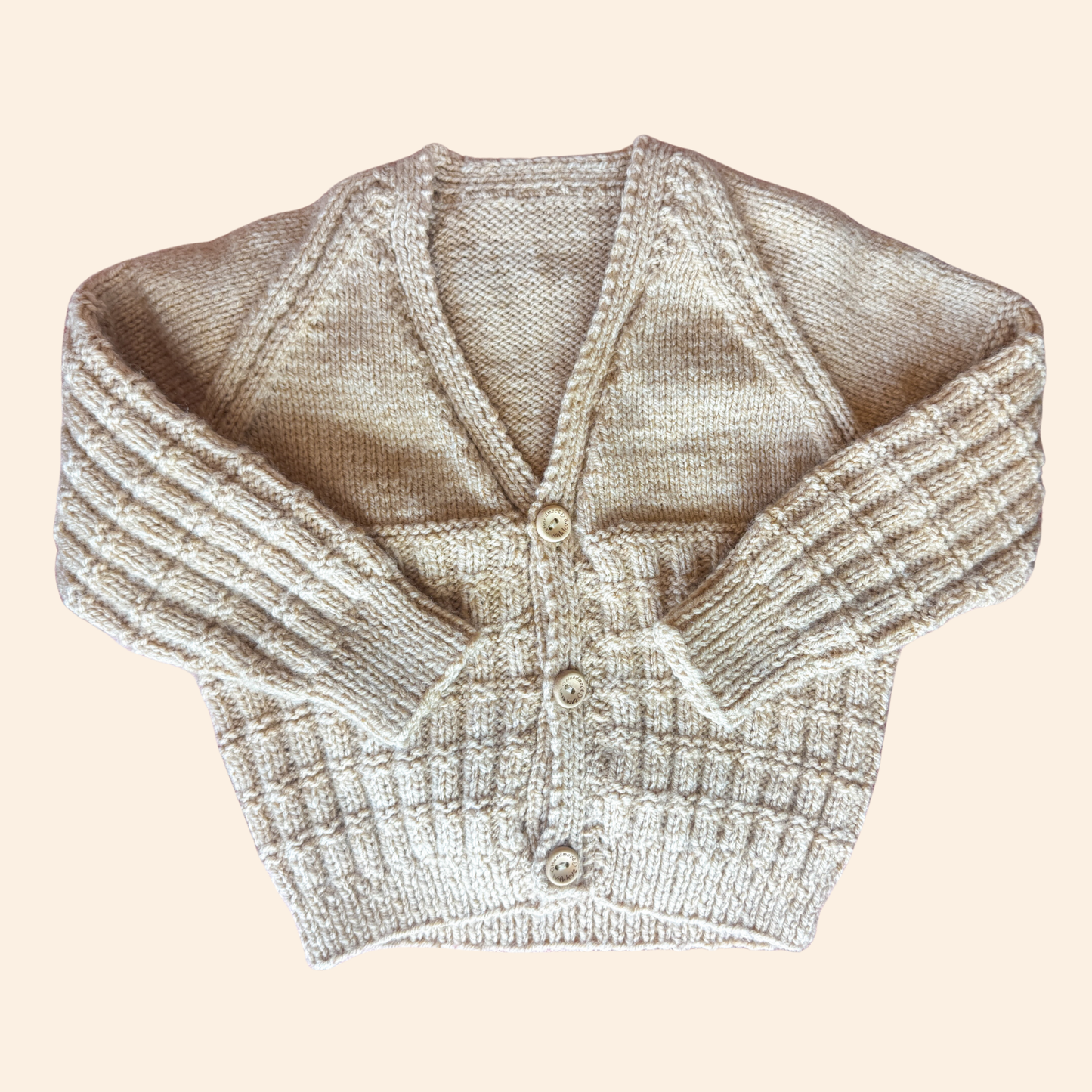 oatmeal 1-2 years hand knit cardigan