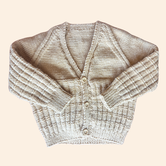 oatmeal 1-2 years hand knit cardigan
