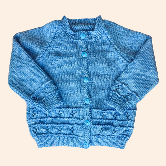 blue 1-2 years hand knit cardigan