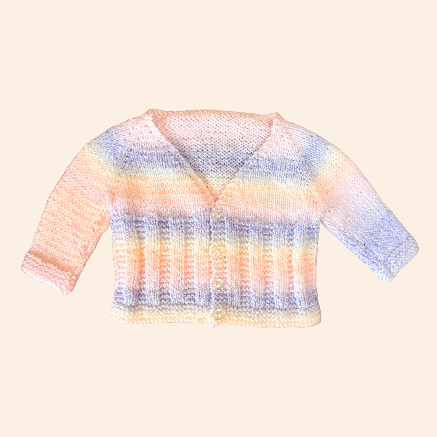 rainbow 3-6 month hand knit cardigan