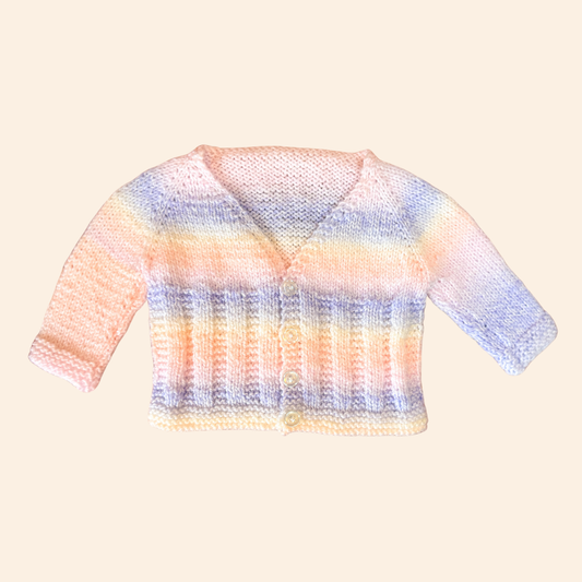 rainbow 3-6 month hand knit cardigan