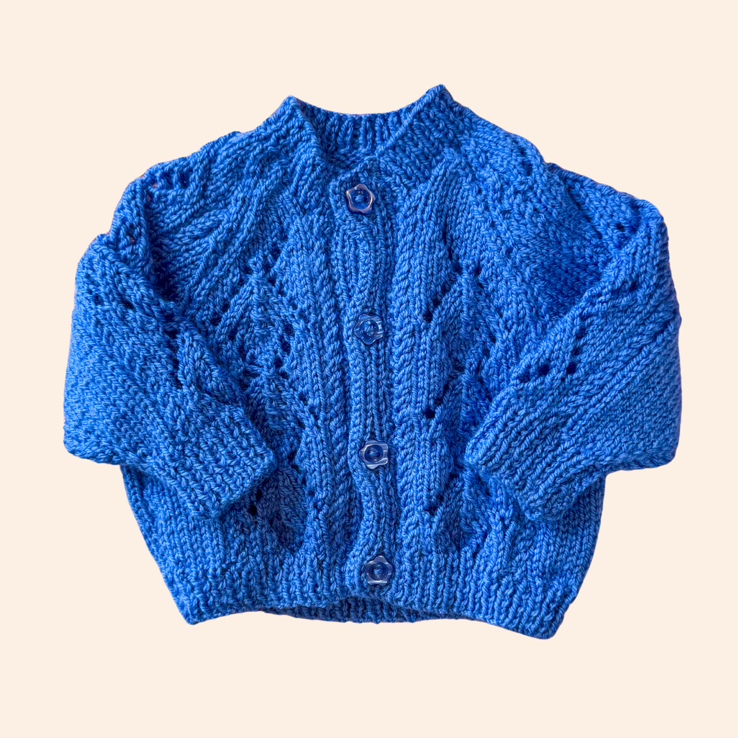 Blue 3-6 month hand knit cardigan