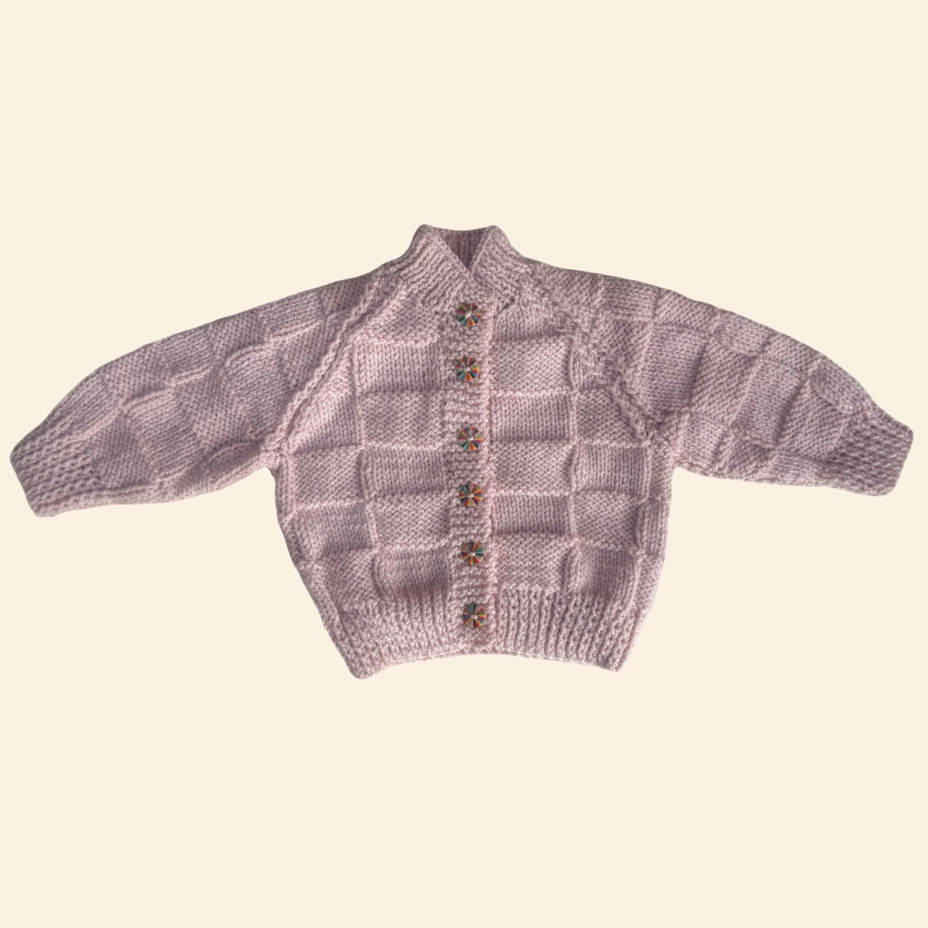 blush pink 3-6 month hand knit cardigan